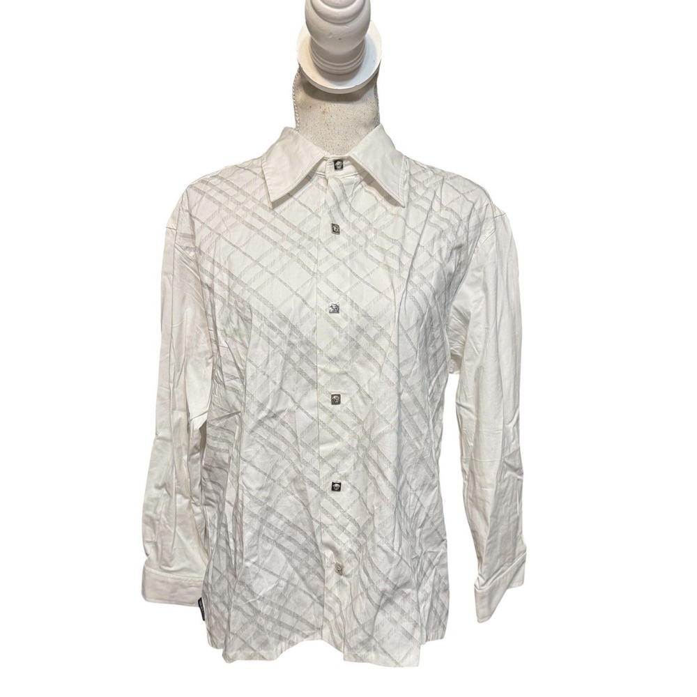 Versace DOLM Italy Medusa Snap Button Shirt Size XXL White Gray